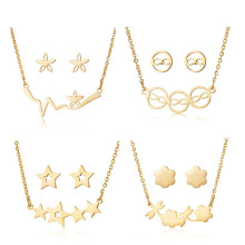 Hot selling minimalist stainless steel flower star original fashion dubai gold jewelry set